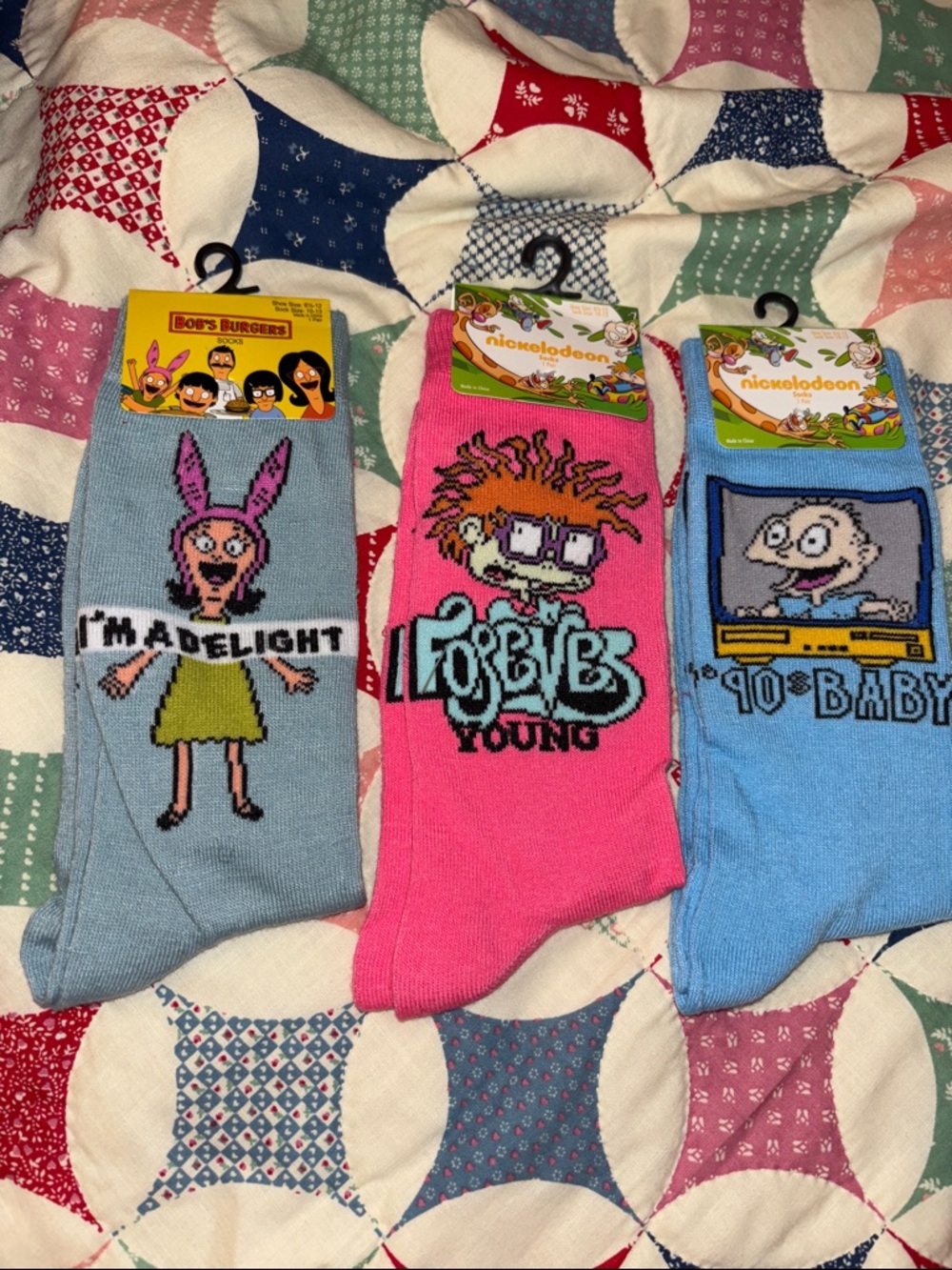 Nickelodeon Kids Socks - Light Blue Louise, Pink Chuckie, Blue Tommy (3-Pack)